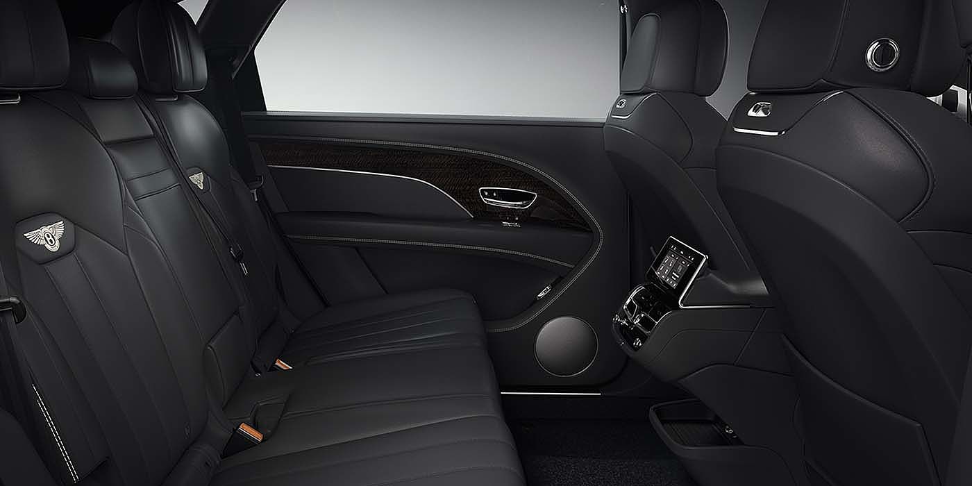 Bentley Cambridge Bentley Bentayga EWB SUV rear interior in Beluga black leather