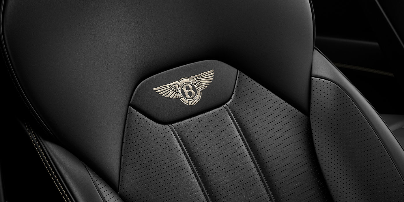 Bentley Cambridge Bentley Bentayga SUV seat detail in Beluga black hide