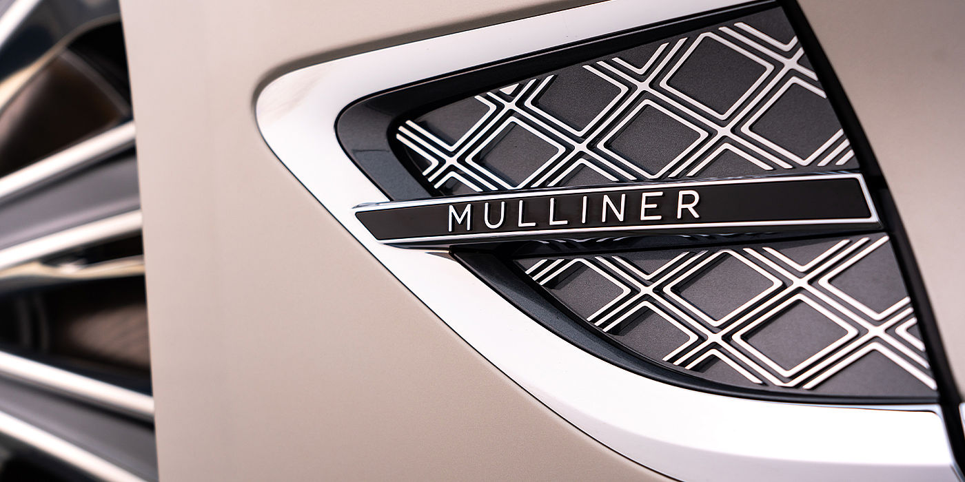 Bentley Cambridge Bentley Continental GT Mulliner coupe in White Sand paint Mulliner wing vent close up